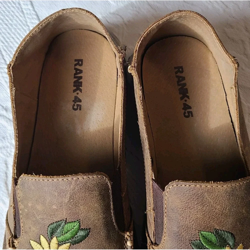 Rank 45 Sunflower Casual Shoes Women's Sz 10 Brown Leather Slip ons Slippers